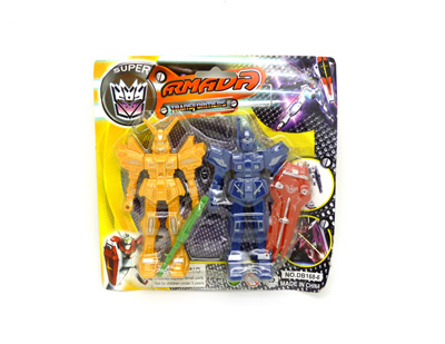 百货玩具货源批发 纸卡装2个铠甲勇士套装变形金刚机器人玩具 168-6	