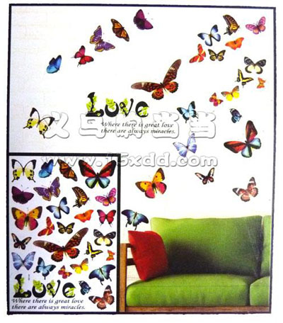 田园创意儿童房幼儿园教室装饰	蝴蝶墙贴客厅墙壁贴纸卧室贴画家居