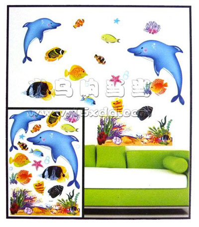 幼儿园教室主题墙装饰品 DIY立体层层贴 3D海底鱼世界海洋鱼组合	