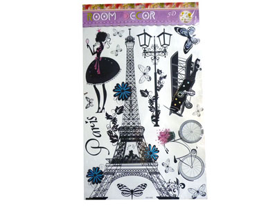 3D立体可移除墙壁贴纸 层层贴 埃菲尔铁塔墙贴巴黎铁塔墙贴画	