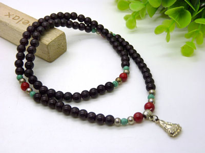 天然黑玛瑙佛珠水晶多层多圈情侣手链挂链念珠男女款	