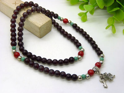 天然黑玛瑙佛珠水晶多层多圈情侣手链挂链念珠男女款	