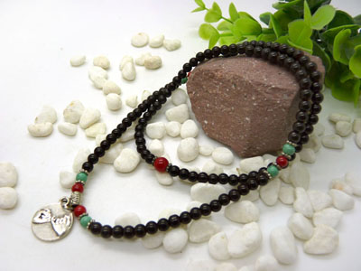 天然黑玛瑙佛珠水晶多层多圈情侣手链挂链念珠男女款