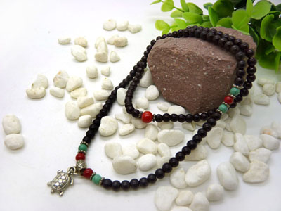 天然黑玛瑙佛珠水晶多层多圈情侣手链挂链念珠男女款	