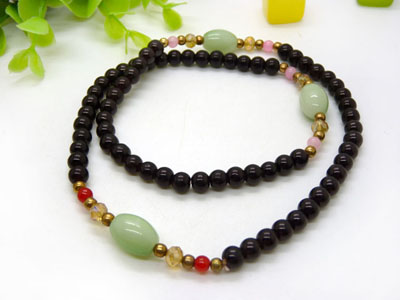 天然石榴石藏银佛头隔蜜蜡多圈男女款时尚佛珠手链手串手饰品	