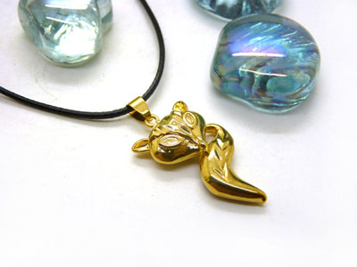 韩版 约女流行饰品吊坠仿黄金狐狸-保色黄金项链