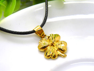 中国风饰品正品女款黄金项链四叶-保色黄金项链