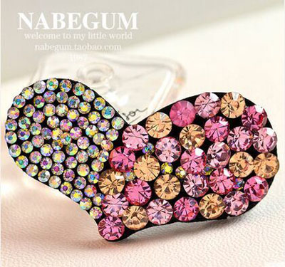 韩版BB夹进口捷克钻刘海夹子高档精致气质满钻小边夹带钻发卡	