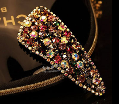 韩版BB夹进口捷克钻刘海夹子高档精致气质满钻小边夹带钻发卡	