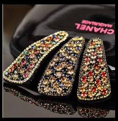 韩版BB夹进口捷克钻刘海夹子高档精致气质满钻小边夹带钻发卡	