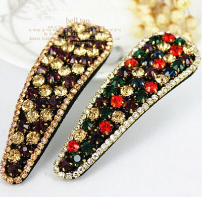 韩版BB夹进口捷克钻刘海夹子高档精致气质满钻小边夹带钻发卡	