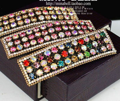 韩版BB夹进口捷克钻刘海夹子高档精致气质满钻小边夹带钻发卡	