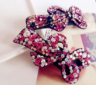 韩版BB夹进口捷克钻刘海夹子高档精致气质满钻小边夹带钻发卡	