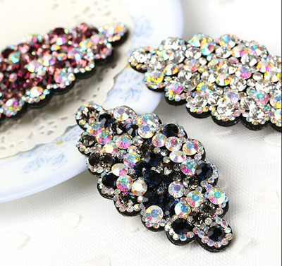 韩版BB夹进口捷克钻刘海夹子高档精致气质满钻小边夹带钻发卡	