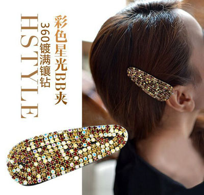 韩版BB夹进口捷克钻刘海夹子高档精致气质满钻小边夹带钻发卡