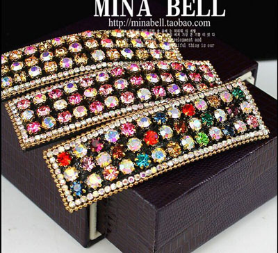 韩版BB夹进口捷克钻刘海夹子高档精致气质满钻小边夹带钻发卡