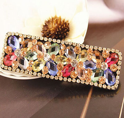 韩版BB夹进口捷克钻刘海夹子高档精致气质满钻小边夹带钻发卡	