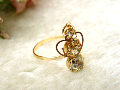 金色戒指 复古风女士宝石戒指 百搭款指环