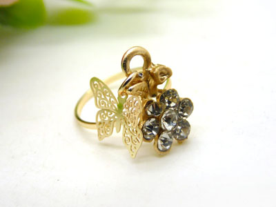 金色戒指 复古风女士宝石戒指 百搭款指环