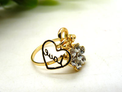 金色戒指 复古风女士宝石戒指 百搭款指环