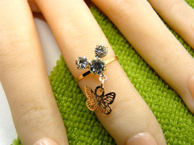 金色戒指 复古风女士宝石戒指 百搭款指环