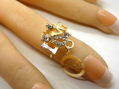 金色戒指 复古风女士宝石戒指 百搭款指环