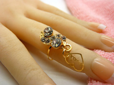 金色戒指 复古风女士宝石戒指 百搭款指环