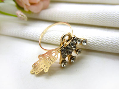 金色戒指 复古风女士宝石戒指 百搭款指环