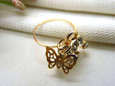 金色戒指 复古风女士宝石戒指 百搭款指环