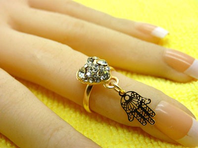 金色戒指 复古风女士宝石戒指 百搭款指环