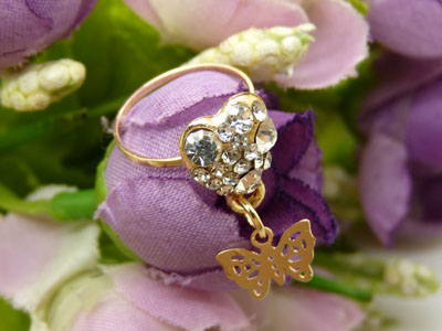 金色戒指 复古风女士宝石戒指 百搭款指环