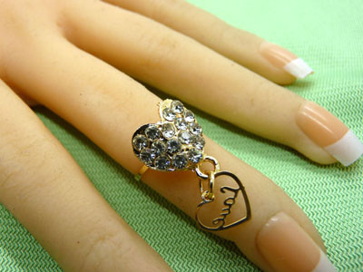 金色戒指 复古风女士宝石戒指 百搭款指环