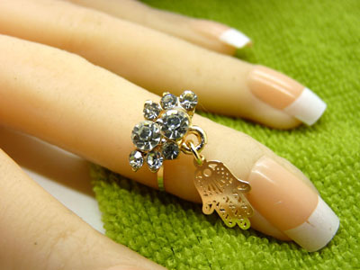 金色戒指 复古风女士宝石戒指 百搭款指环