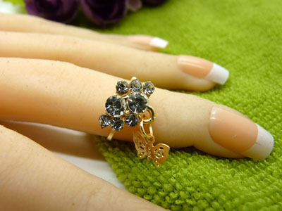 金色戒指 复古风女士宝石戒指 百搭款指环