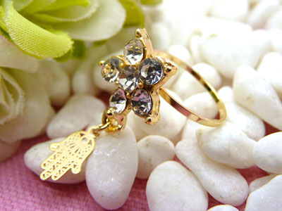 金色戒指 复古风女士宝石戒指 百搭款指环