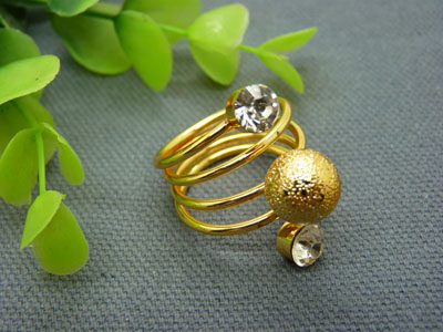 戒指组合奢华夸张14K镀金锆石珍珠开口欧美大牌指环	