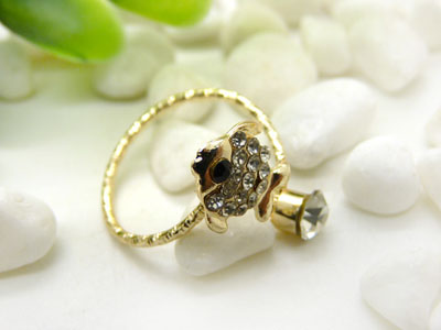 玫瑰金合金水钻 花朵海星款 闪亮尾戒指环