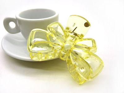 韩国 摔不断树脂镂空蝴蝶结发爪夹盘发发饰 发夹-9060