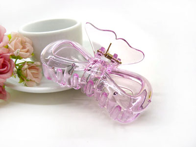 韩国 摔不断树脂镂空蝴蝶结发爪夹盘发发饰 发夹-9338