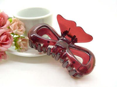 韩国 摔不断树脂镂空蝴蝶结发爪夹盘发发饰 发夹-9338