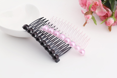 新款 进口镶水钻珍珠流行美发梳插梳刘海梳