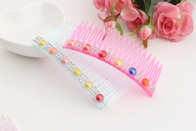 新款 韩版高档水钻珍珠发梳插梳 发饰头饰
