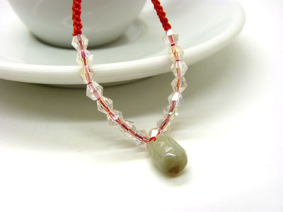 手工编织红绳玉器手链 花生玉吊坠手绳批发 ----B029