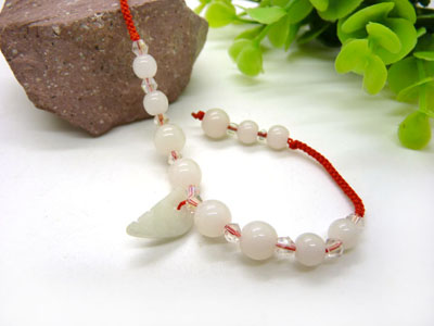 手工编织红绳玉器手链 花生玉吊坠手绳批发 ----B011