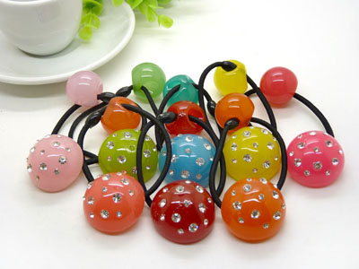 日韩版发绳橡皮筋头饰 扎头发饰品头绳 大圆球果冻糖果色发圈