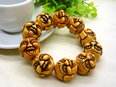 正品纯天然老料顺纹小叶紫檀精细雕刻貔貅佛珠手串