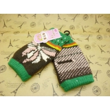 毛线手套可爱露指针织手套 冬季保暖 -半指加厚防寒	