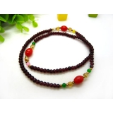 天然石榴石藏银佛头隔蜜蜡多圈男女款时尚佛珠手链手串手饰品	