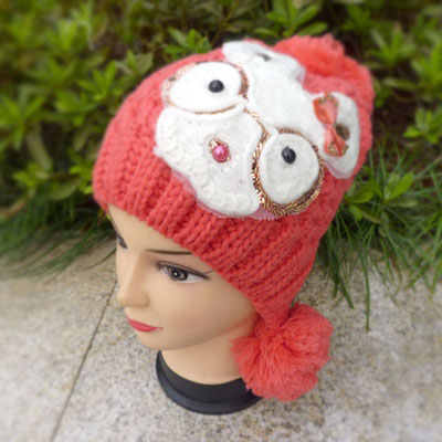 新款 秋冬天甜美兔耳朵针织毛线帽子 +眼睛兔帽