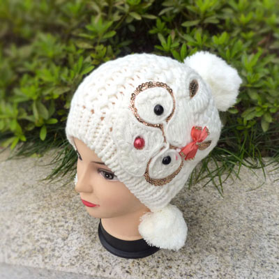 新款 秋冬天甜美兔耳朵针织毛线帽子 +眼睛兔帽